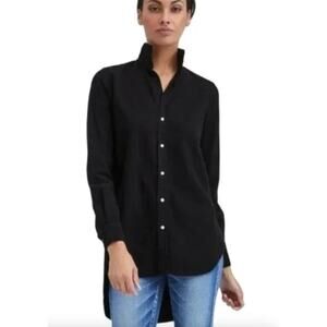 Frank & Eileen | Grayson Style Button-Up Tunic Top Italian Fabric Black | Sz XS